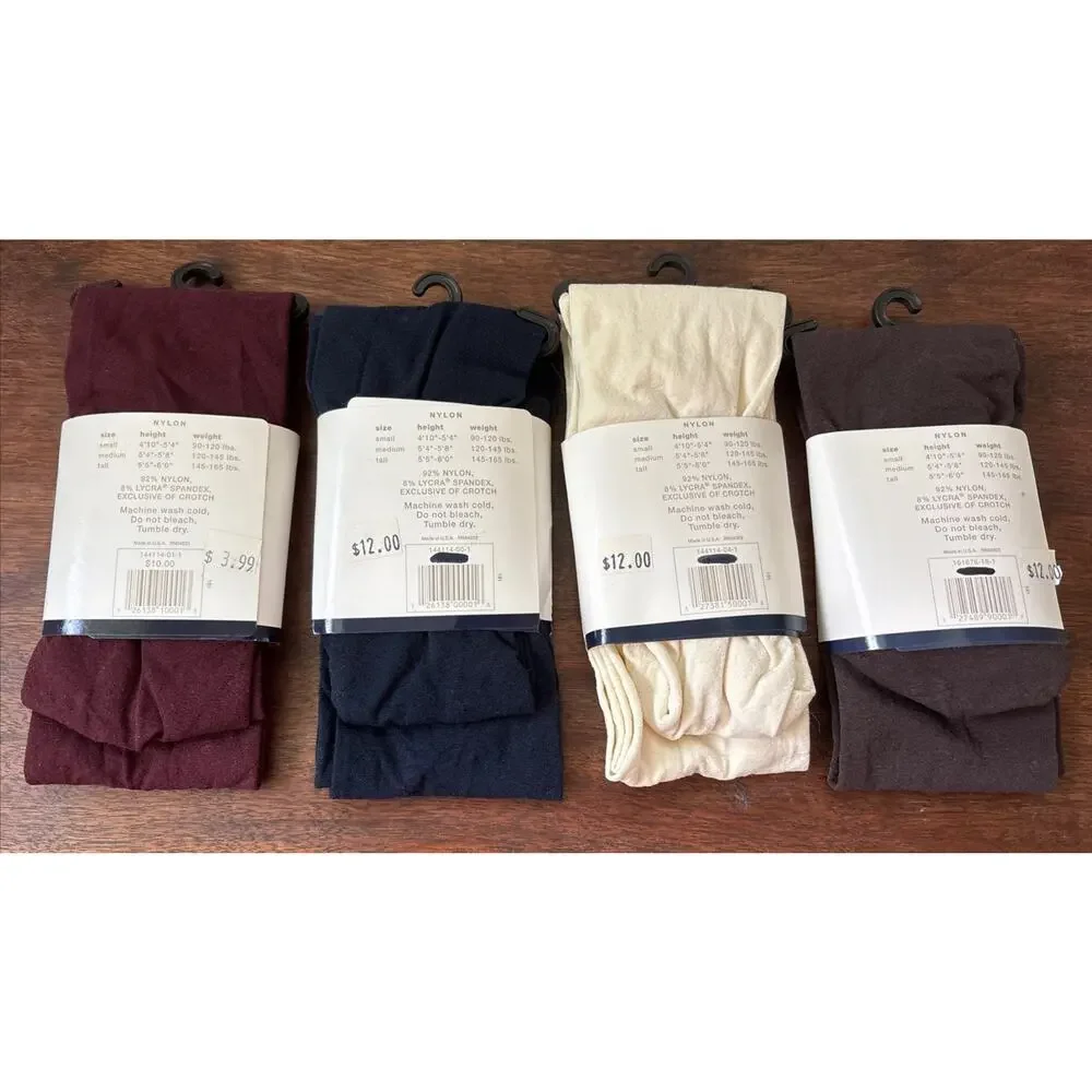 Vintage Gap Almost Opaque Tights Lot Of 4 Deadstock NWT Size Small USA Made 90s